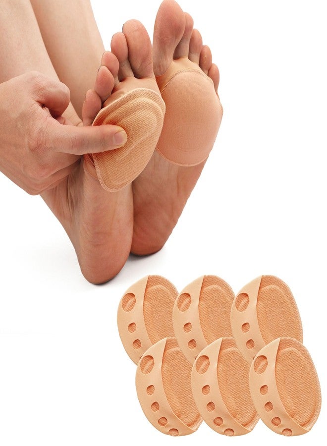 Soxbang 3 Pairs Ball of Foot Cushion Socks,Women's Toe Cover with Padding Toe Topper Liner Socks Non-Skid Bottom (3Yellowish-brown) - Image 1